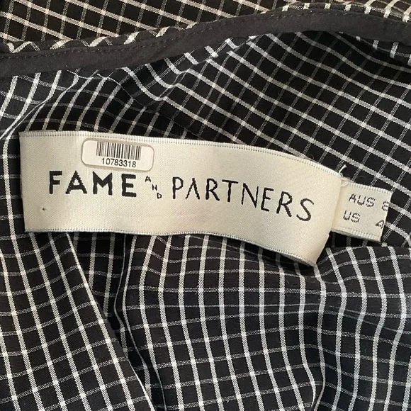 Fame and Partners Sebastian Top 40s Style Button Back Peplum Grid Windowpane - Picture 9 of 13